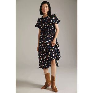 New Clare V Shirtdress Anthropologie Martine Floral Ruffled Flutter Sleeve Sz M